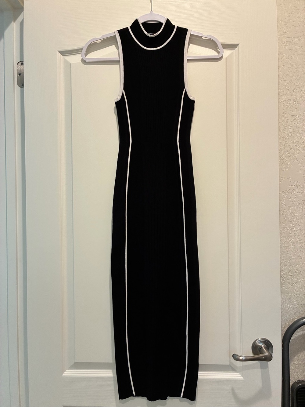 Express Black Sleeveless Maxi Dress with White Piping